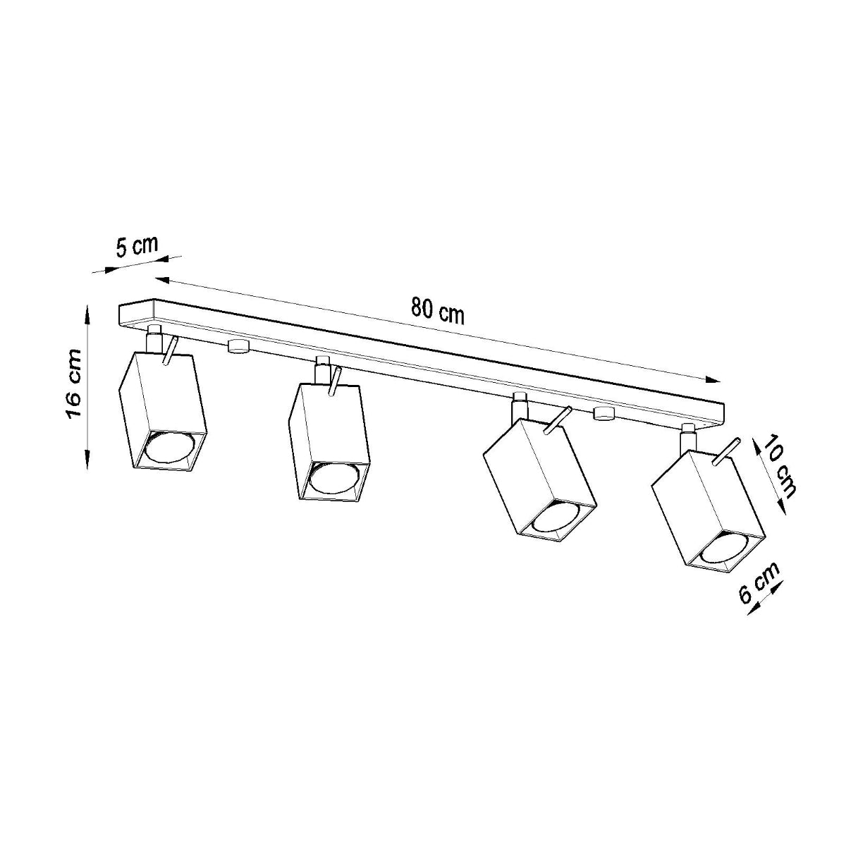 Ceiling Lamp Merida 4 L Grey - Modern Spot Ceiling Light - 4 Adjustable Shades - Durable Steel Design - GU10 Bulb Compatible