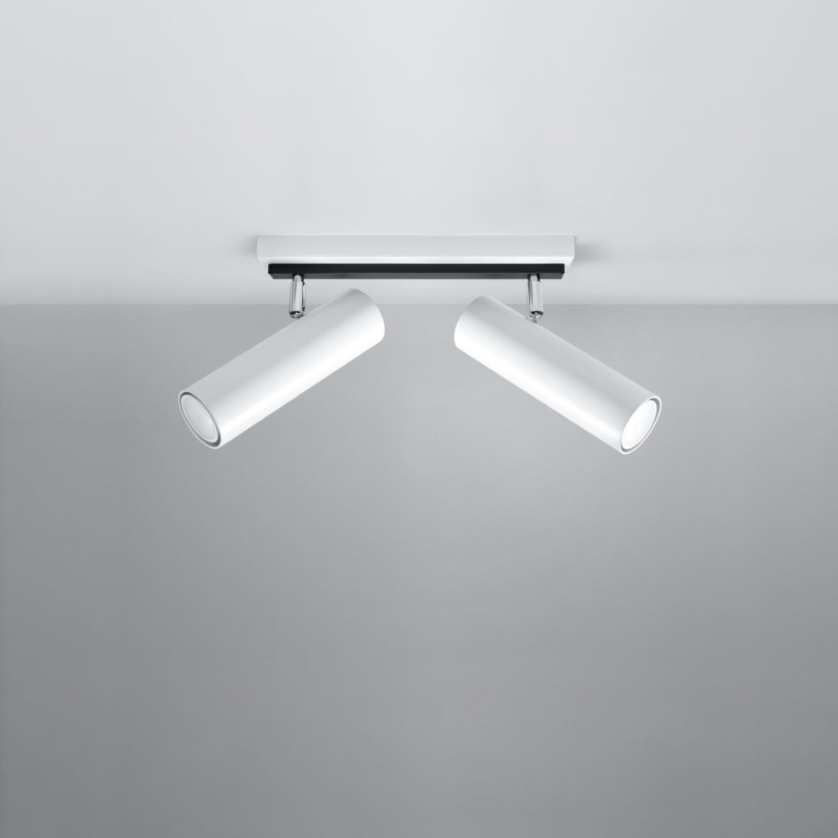 DIREZIONE Ceiling Light - 2-Light White - Minimalist Modern Design - Adjustable Spotlights - GU10 Bulb Compatibility - Ideal for Living Room and Kitchen