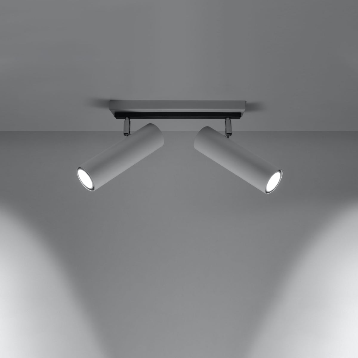 DIREZIONE Ceiling Light - 2-Light White - Minimalist Modern Design - Adjustable Spotlights - GU10 Bulb Compatibility - Ideal for Living Room and Kitchen