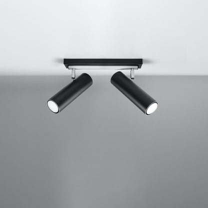 DIREZIONE Ceiling Light - 2-Light Black - Minimalist Modern Design - Adjustable Spotlights - GU10 Bulb Compatibility - Perfect for Living Room and Kitchen