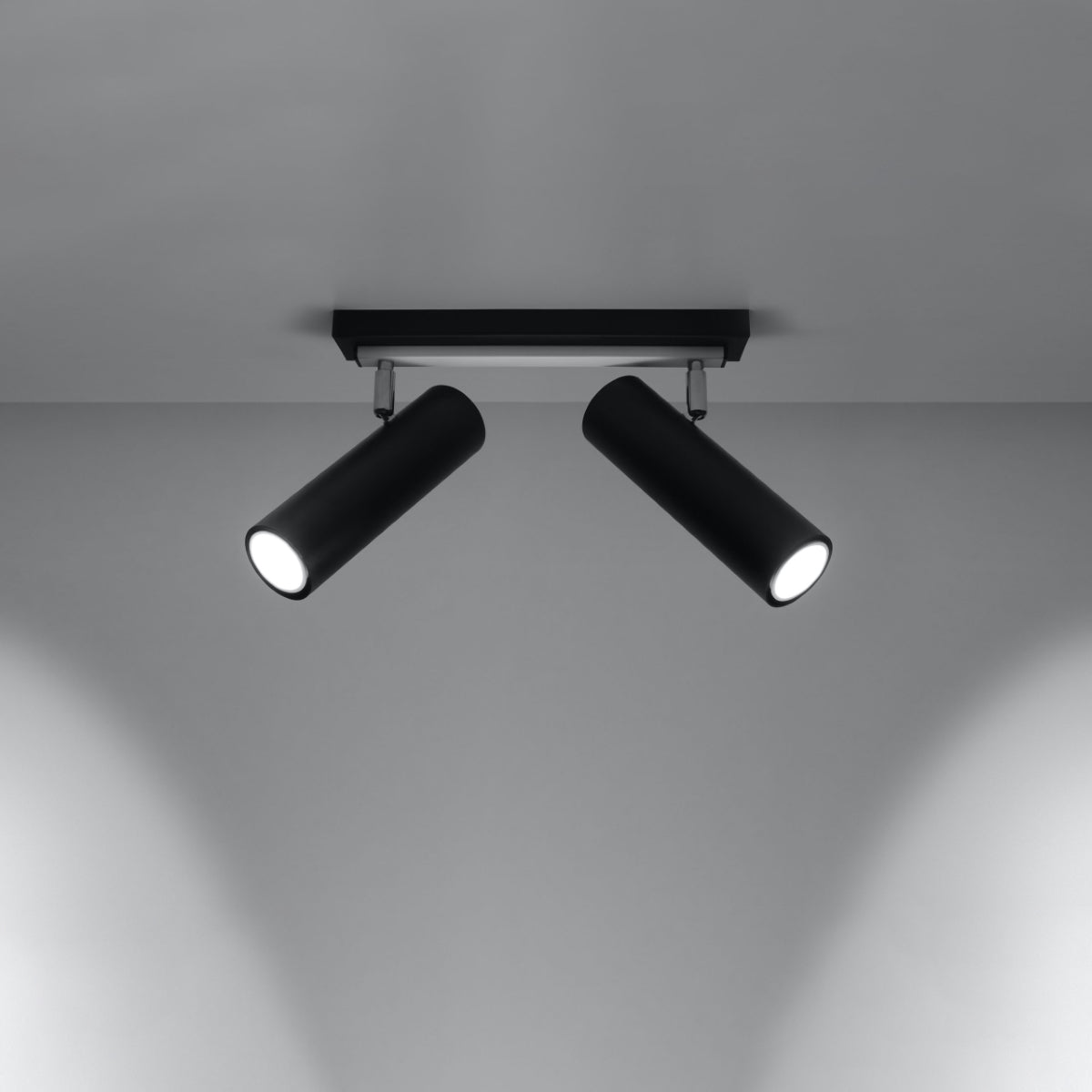 DIREZIONE Ceiling Light - 2-Light Black - Minimalist Modern Design - Adjustable Spotlights - GU10 Bulb Compatibility - Perfect for Living Room and Kitchen