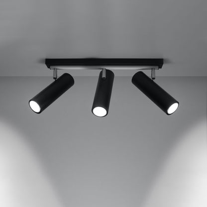 DIREZIONE Ceiling Light - 3-Light Black - Minimalist Modern Design - Adjustable Spotlights - GU10 Bulb Compatible - Ideal for Living Room and Kitchen