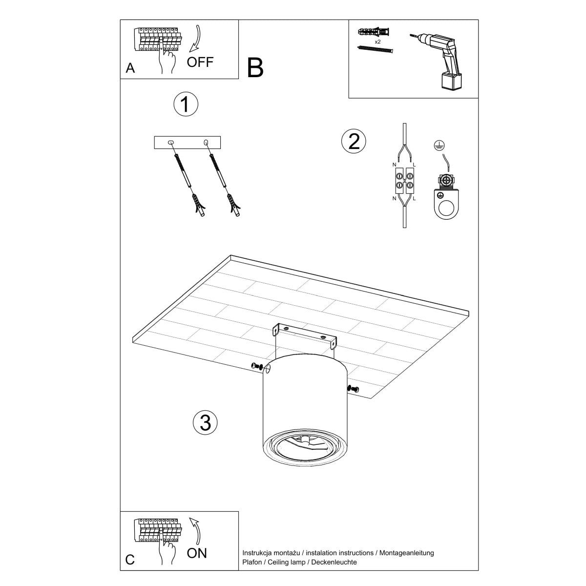 CULLO Concrete Ceiling Light - Minimalist Industrial Design - Durable Gray Concrete - GU10 Bulb Compatible - Easy Cleaning - Universal Mounting