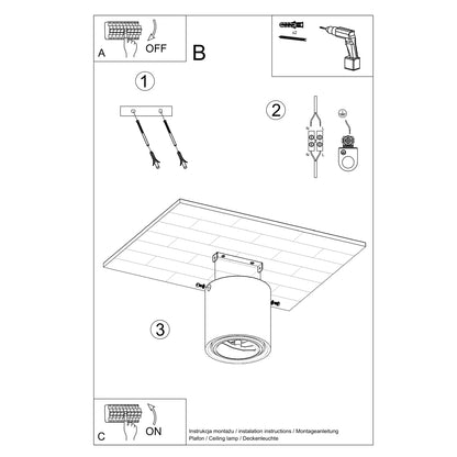 CULLO Concrete Ceiling Light - Minimalist Industrial Design - Durable Gray Concrete - GU10 Bulb Compatible - Easy Cleaning - Universal Mounting