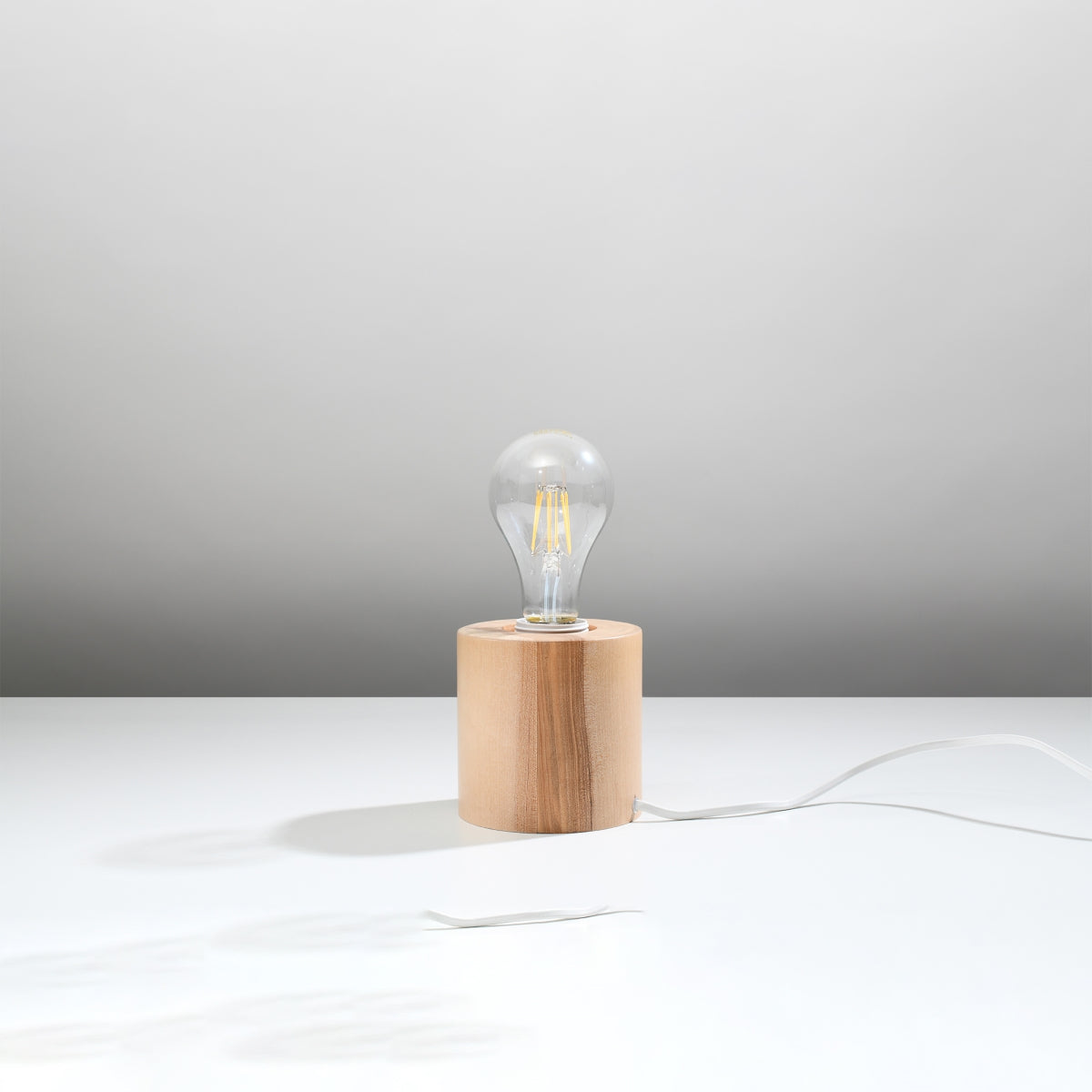 Natural Wood Table Lamp - Minimalist Square Design - E27 Socket - 10x10x10 cm