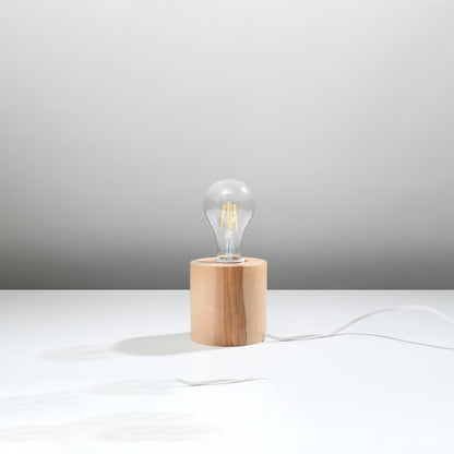 Natural Wood Table Lamp - Minimalist Square Design - E27 Socket - 10x10x10 cm