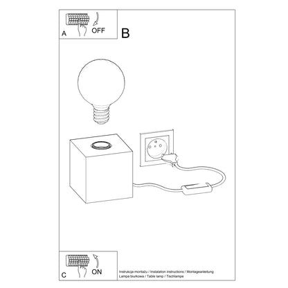 Natural Wood Table Lamp - Square Minimalist Design - E27 Socket - 10x10x10 cm