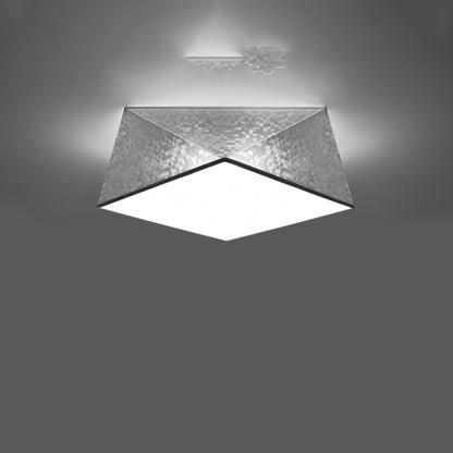 HEXA Silver Ceiling Lamp 35 cm - Modern Geometric Design - E27 Bulb Compatible - Durable & Elegant Lighting for Stylish Interiors