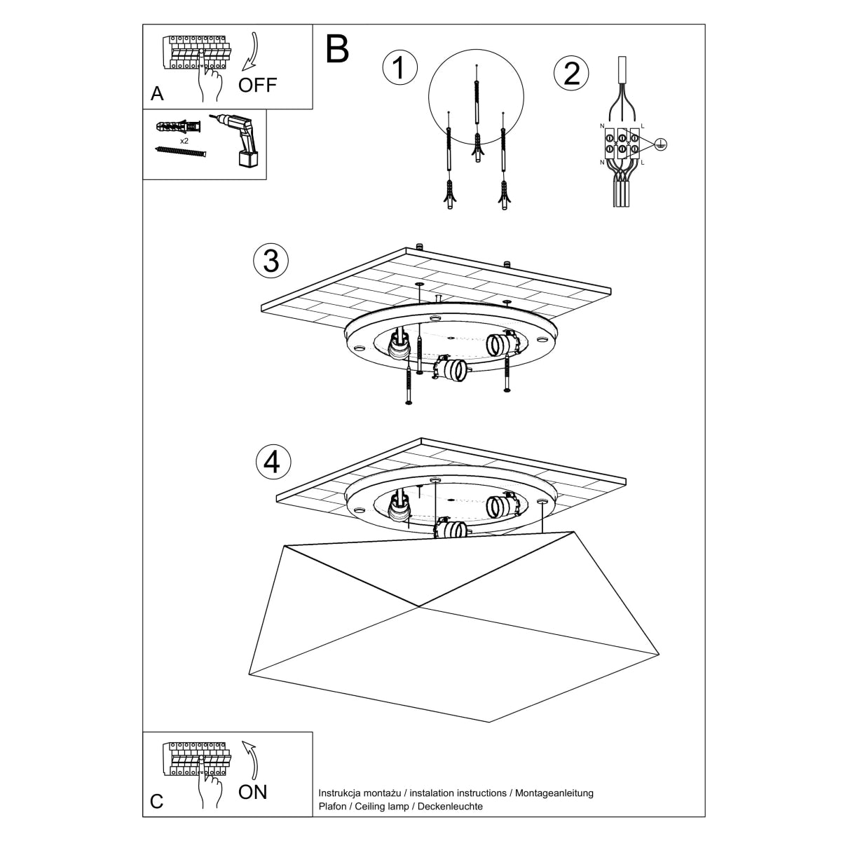 HEXA White Ceiling Lamp 45 cm - Modern Geometric Design - E27 Bulb Compatible - Elegant Lighting for Contemporary Interiors