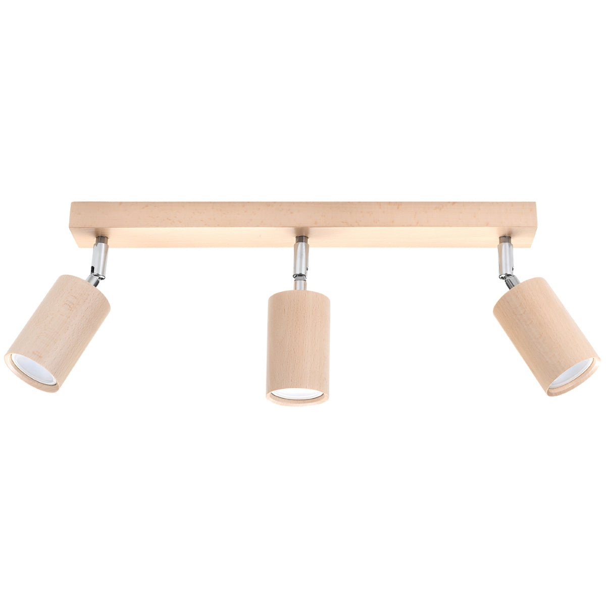 Ceiling Lamp Berg 3 Natural Wood - Wooden Ceiling Light - Three Movable Lampshades - Stylish and Functional Design - Compatible with GU10 Bulbs