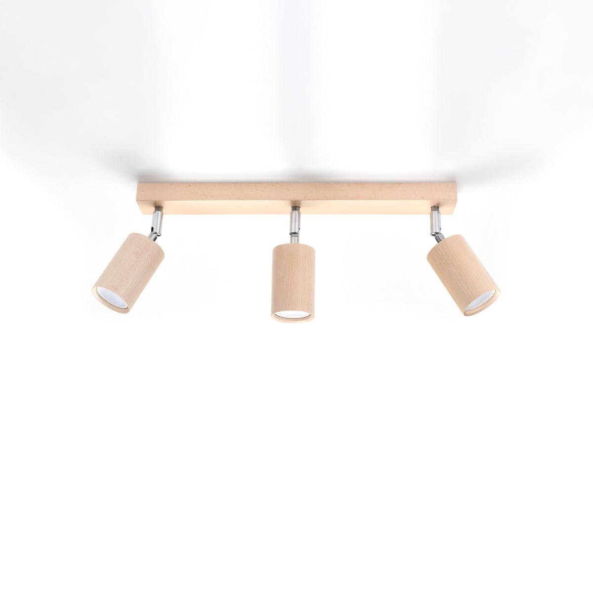 Ceiling Lamp Berg 3 Natural Wood - Wooden Ceiling Light - Three Movable Lampshades - Stylish and Functional Design - Compatible with GU10 Bulbs