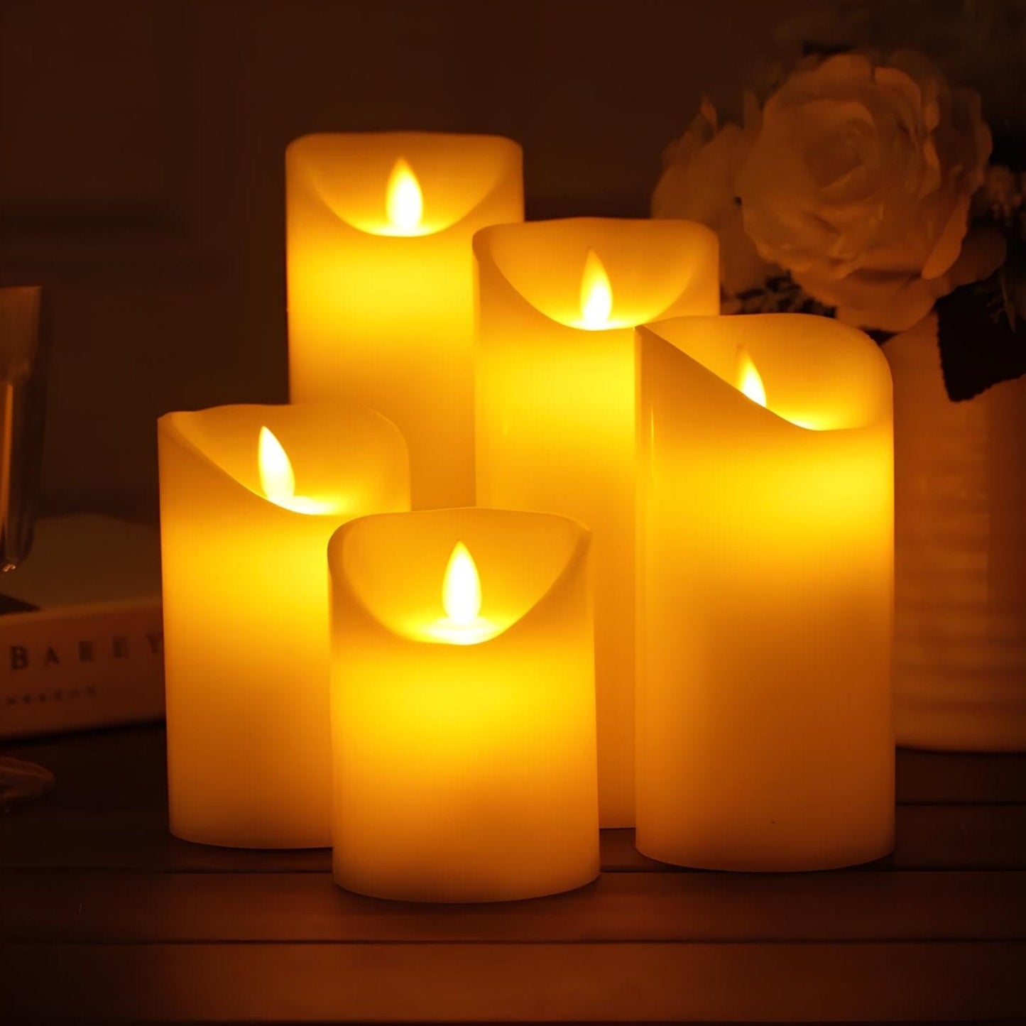 Flameless Block Candles - LED Lights Flicker Like Real Flames - Safe - Stylish & Energy-Efficient - Multiple Designs & Sizes - Perfect for Home Décor or Events