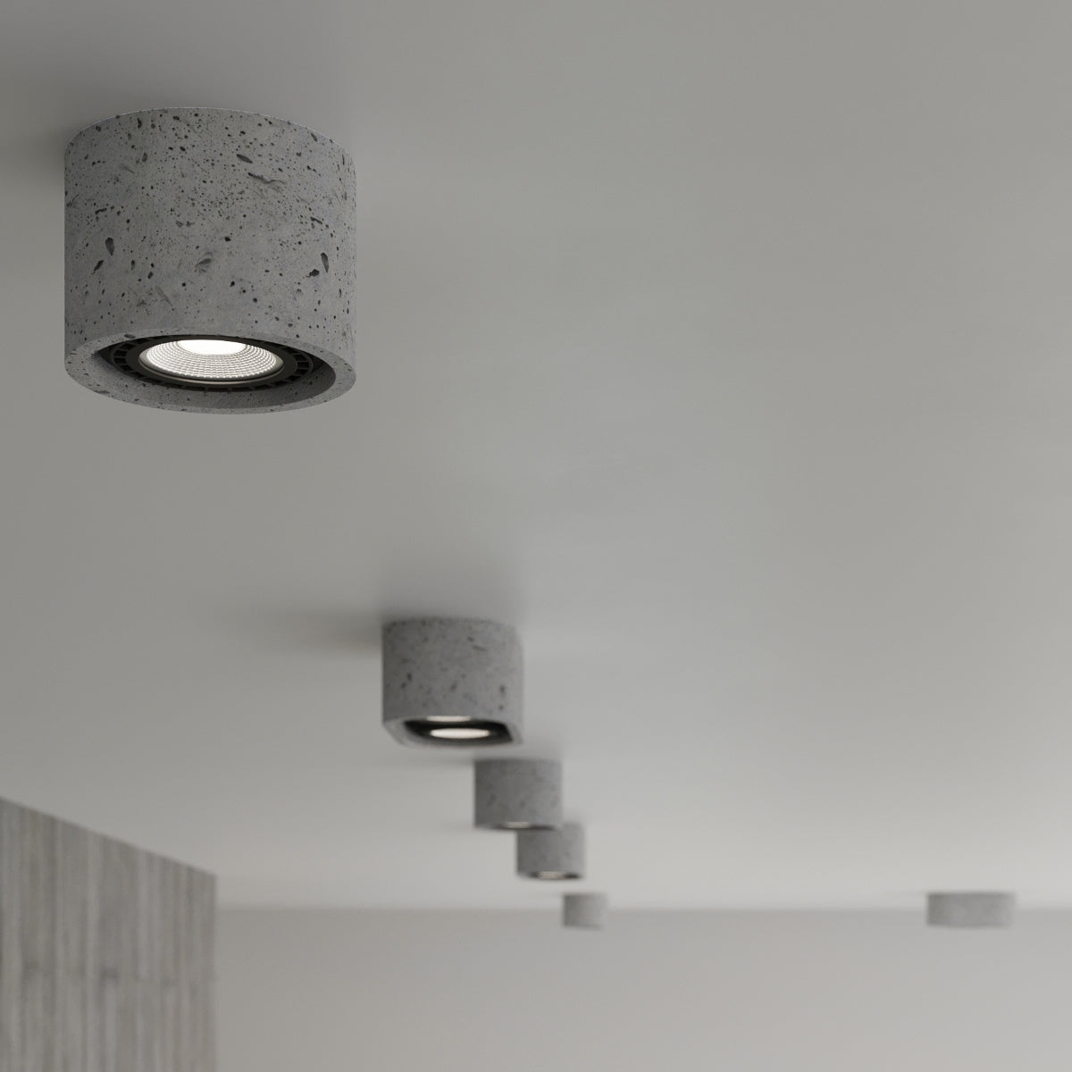 BASIC Gray Concrete Ceiling Lamp - Cylindrical Design - LED - Modern/Traditional Use