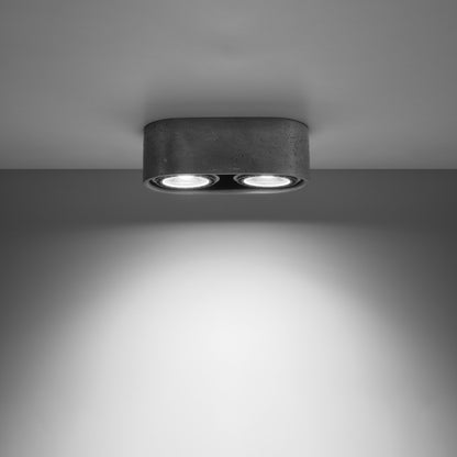 Ceiling Lamp Basic 2 Concrete - Minimalist Concrete Design - Industrial Loft Style - Durable Build - Interchangeable GU10 Bulbs - Easy Maintenance - Versatile for Any Room