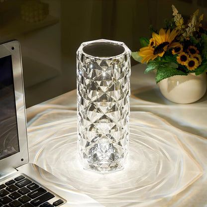 Sparkling Crystal Touch - Elegant Table Lamp - 16 Color Options - Touch Sensor & Remote Control - Rechargeable - USB-C Powered - Perfect for Any Mood.