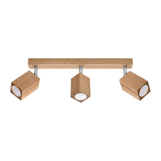 KEKE 3 Oak Ceiling Lamp - Modern Minimalist Lighting - Loft Style Wooden Design - Durable and Adjustable Bulb Options