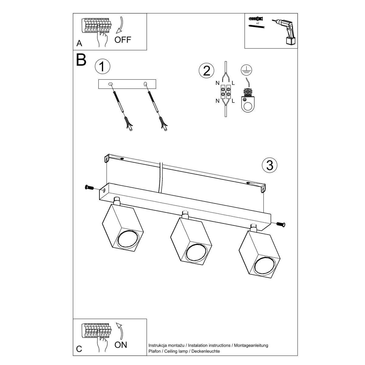 KEKE 3 Oak Ceiling Lamp - Modern Minimalist Lighting - Loft Style Wooden Design - Durable and Adjustable Bulb Options