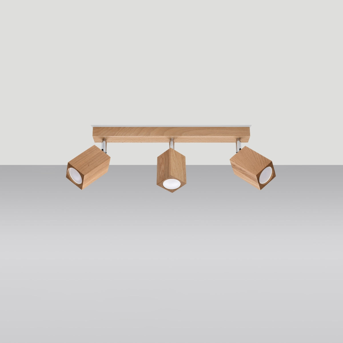 KEKE 3 Oak Ceiling Lamp - Modern Minimalist Lighting - Loft Style Wooden Design - Durable and Adjustable Bulb Options