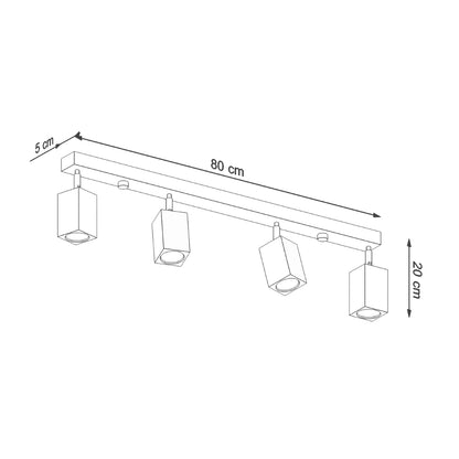 KEKE 4 Oak Ceiling Lamp - Minimalist Wooden Design - Loft Style Lighting - Durable Construction - Adjustable Bulb Compatibility