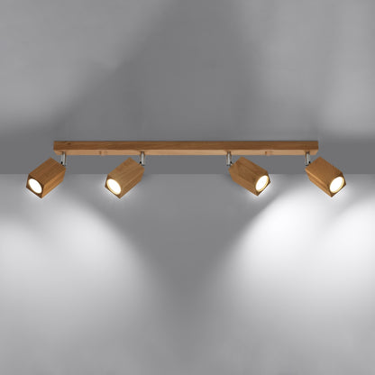 KEKE 4 Oak Ceiling Lamp - Minimalist Wooden Design - Loft Style Lighting - Durable Construction - Adjustable Bulb Compatibility