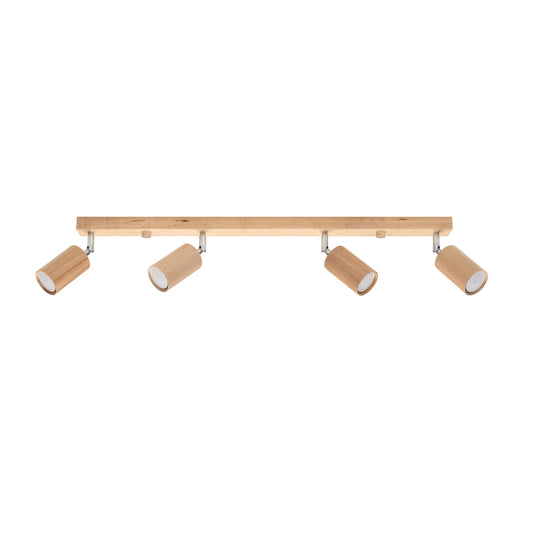 Ceiling Lamp Berg 4 Natural Wood - Wooden Ceiling Light - Four Movable Lampshades - Warm and Stylish Lighting - Compatible with GU10 Bulbs