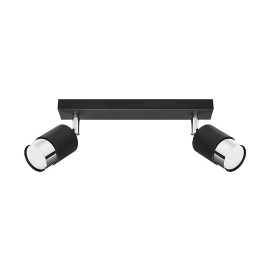 NERO Ceiling Lamp 2 Black/Chrome - Modern Loft Design - Adjustable Arms - Compatible with GU10 Bulbs - High-Quality Steel - Stylish and Functional