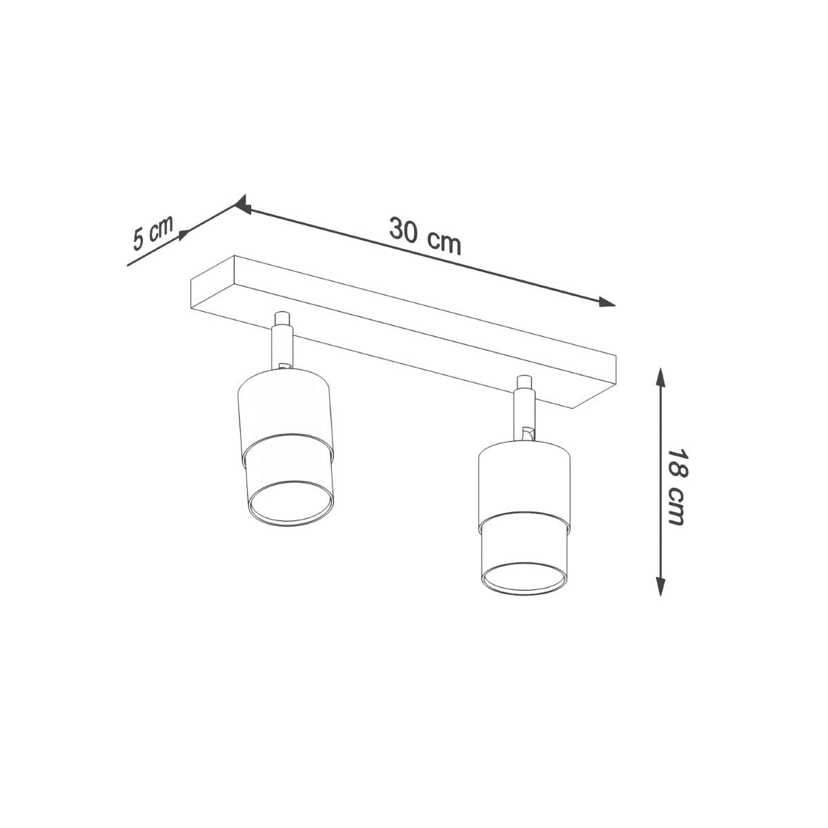 NERO Ceiling Lamp 2 Black/Chrome - Modern Loft Design - Adjustable Arms - Compatible with GU10 Bulbs - High-Quality Steel - Stylish and Functional