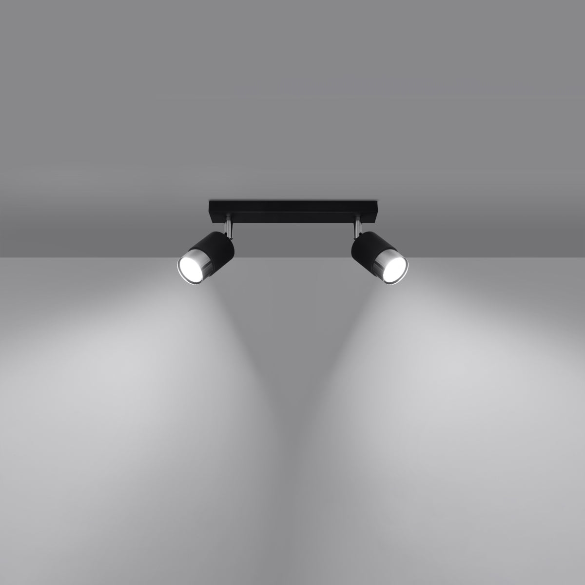 NERO Ceiling Lamp 2 Black/Chrome - Modern Loft Design - Adjustable Arms - Compatible with GU10 Bulbs - High-Quality Steel - Stylish and Functional