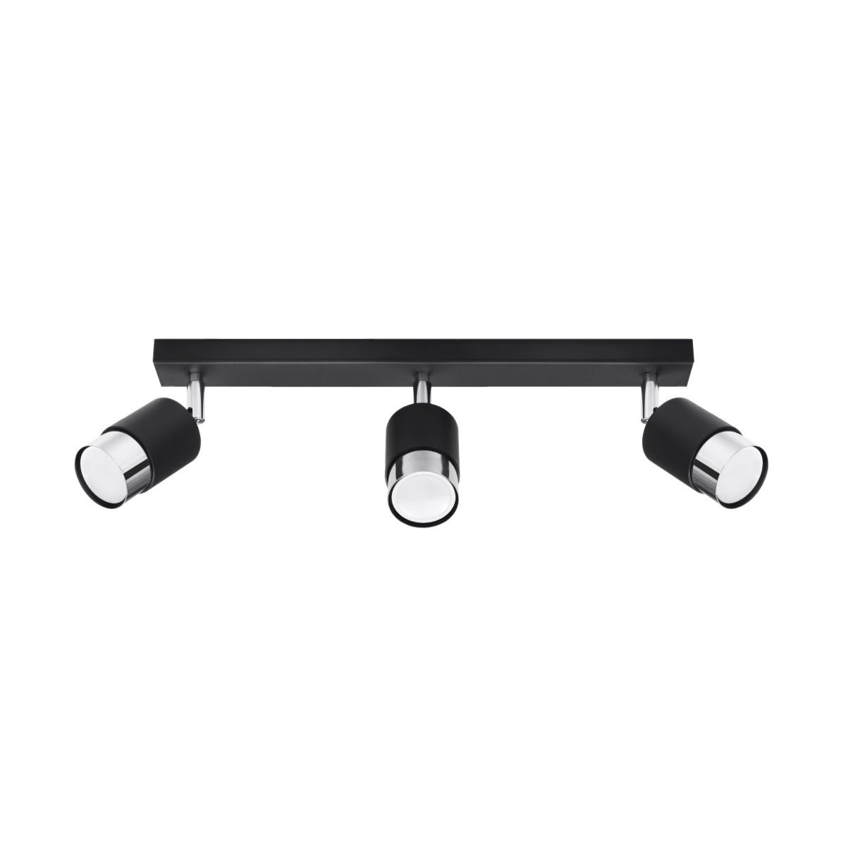 NERO Ceiling Lamp 3 Black/Chrome - Modern Loft Design - Adjustable Arms - Compatible with GU10 Bulbs - High-Quality Steel - Stylish and Functional