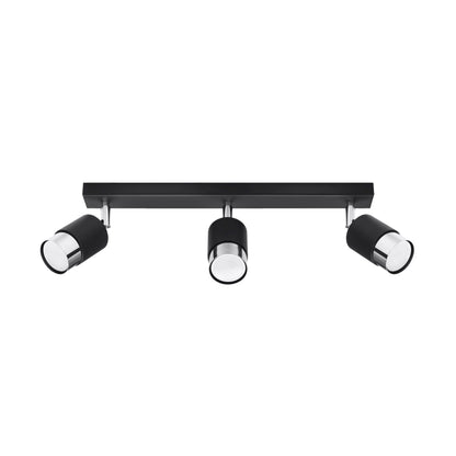 NERO Ceiling Lamp 3 Black/Chrome - Modern Loft Design - Adjustable Arms - Compatible with GU10 Bulbs - High-Quality Steel - Stylish and Functional