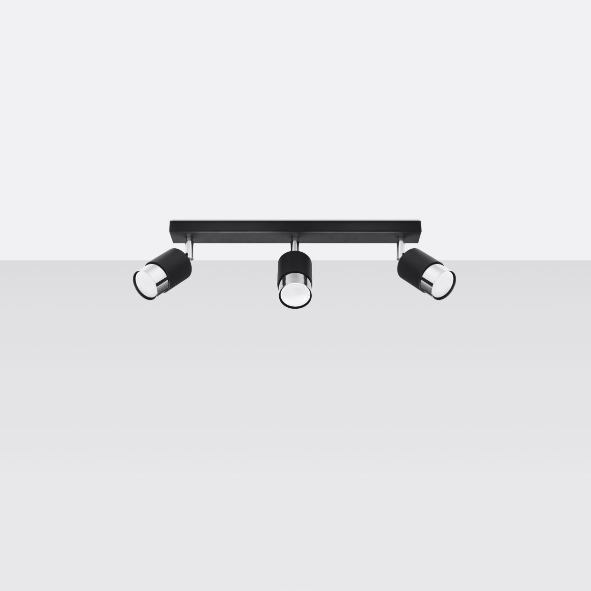 NERO Ceiling Lamp 3 Black/Chrome - Modern Loft Design - Adjustable Arms - Compatible with GU10 Bulbs - High-Quality Steel - Stylish and Functional