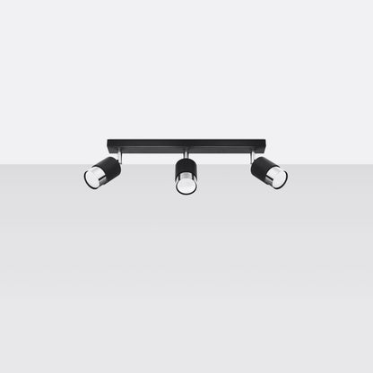 NERO Ceiling Lamp 3 Black/Chrome - Modern Loft Design - Adjustable Arms - Compatible with GU10 Bulbs - High-Quality Steel - Stylish and Functional