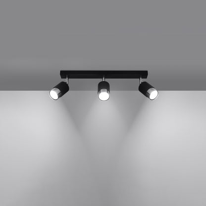 NERO Ceiling Lamp 3 Black/Chrome - Modern Loft Design - Adjustable Arms - Compatible with GU10 Bulbs - High-Quality Steel - Stylish and Functional