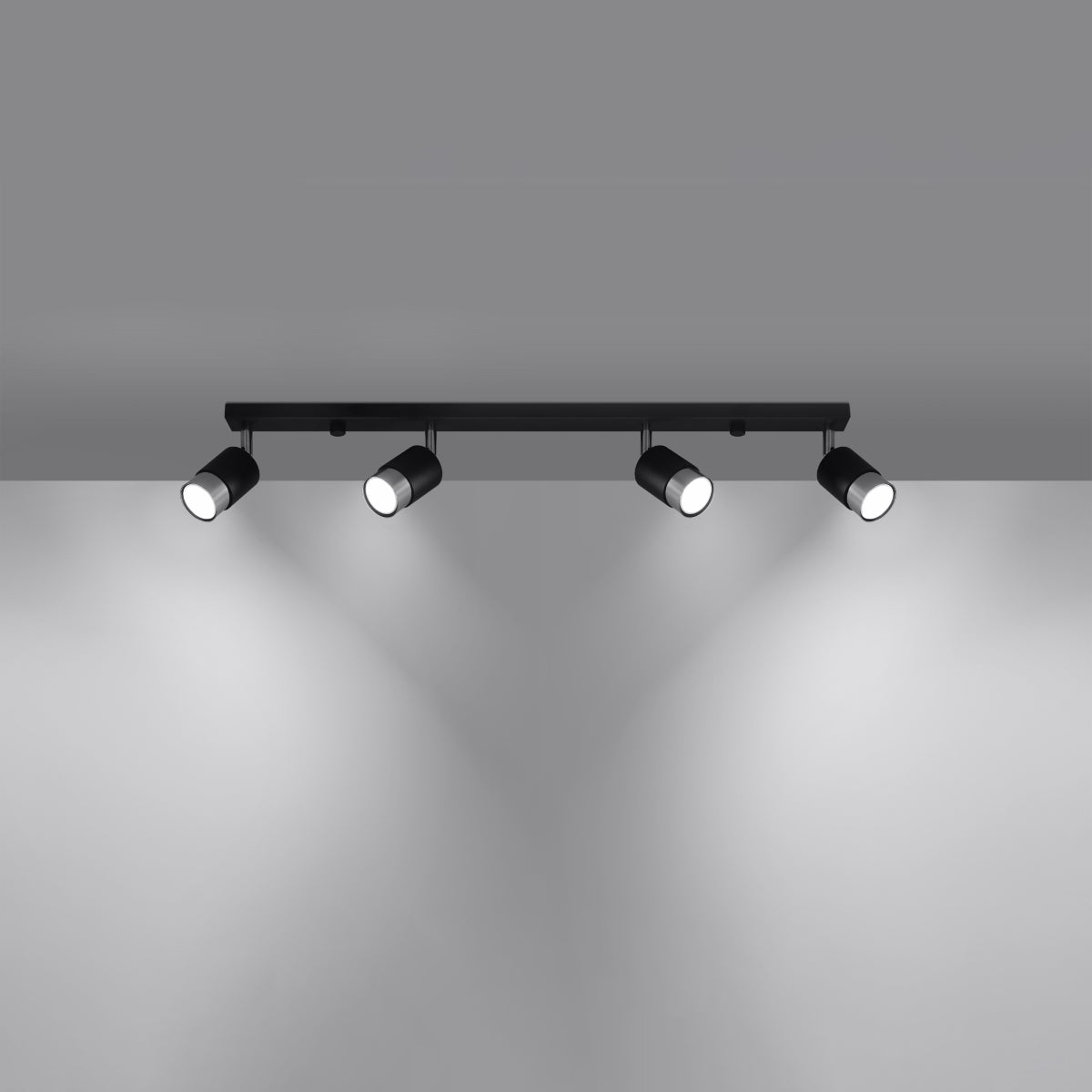 NERO Ceiling Lamp 4 Black/Chrome - Modern Loft Design - Adjustable Arms - Compatible with GU10 Bulbs - High-Quality Steel - Stylish and Functional