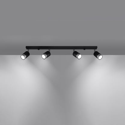 NERO Ceiling Lamp 4 Black/Chrome - Modern Loft Design - Adjustable Arms - Compatible with GU10 Bulbs - High-Quality Steel - Stylish and Functional