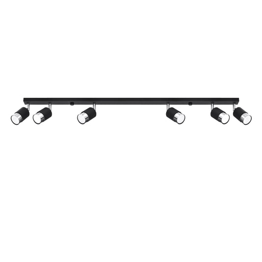 NERO Ceiling Lamp 6 Black/Chrome - Modern Loft Design - Adjustable Arms - Compatible with GU10 Bulbs - High-Quality Steel - Stylish and Functional