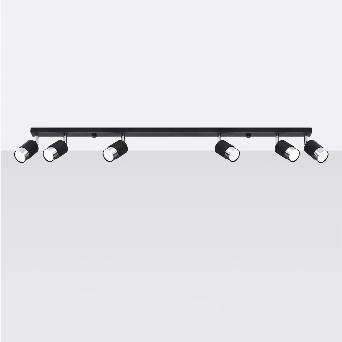 NERO Ceiling Lamp 6 Black/Chrome - Modern Loft Design - Adjustable Arms - Compatible with GU10 Bulbs - High-Quality Steel - Stylish and Functional