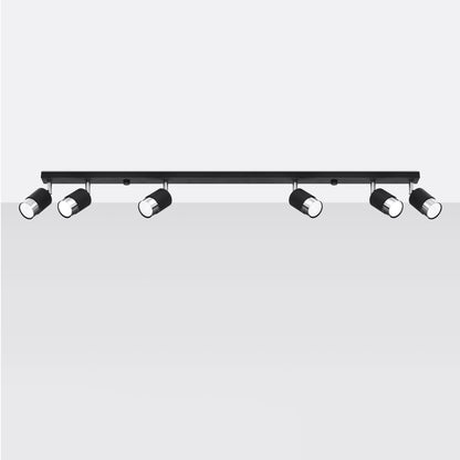 NERO Ceiling Lamp 6 Black/Chrome - Modern Loft Design - Adjustable Arms - Compatible with GU10 Bulbs - High-Quality Steel - Stylish and Functional