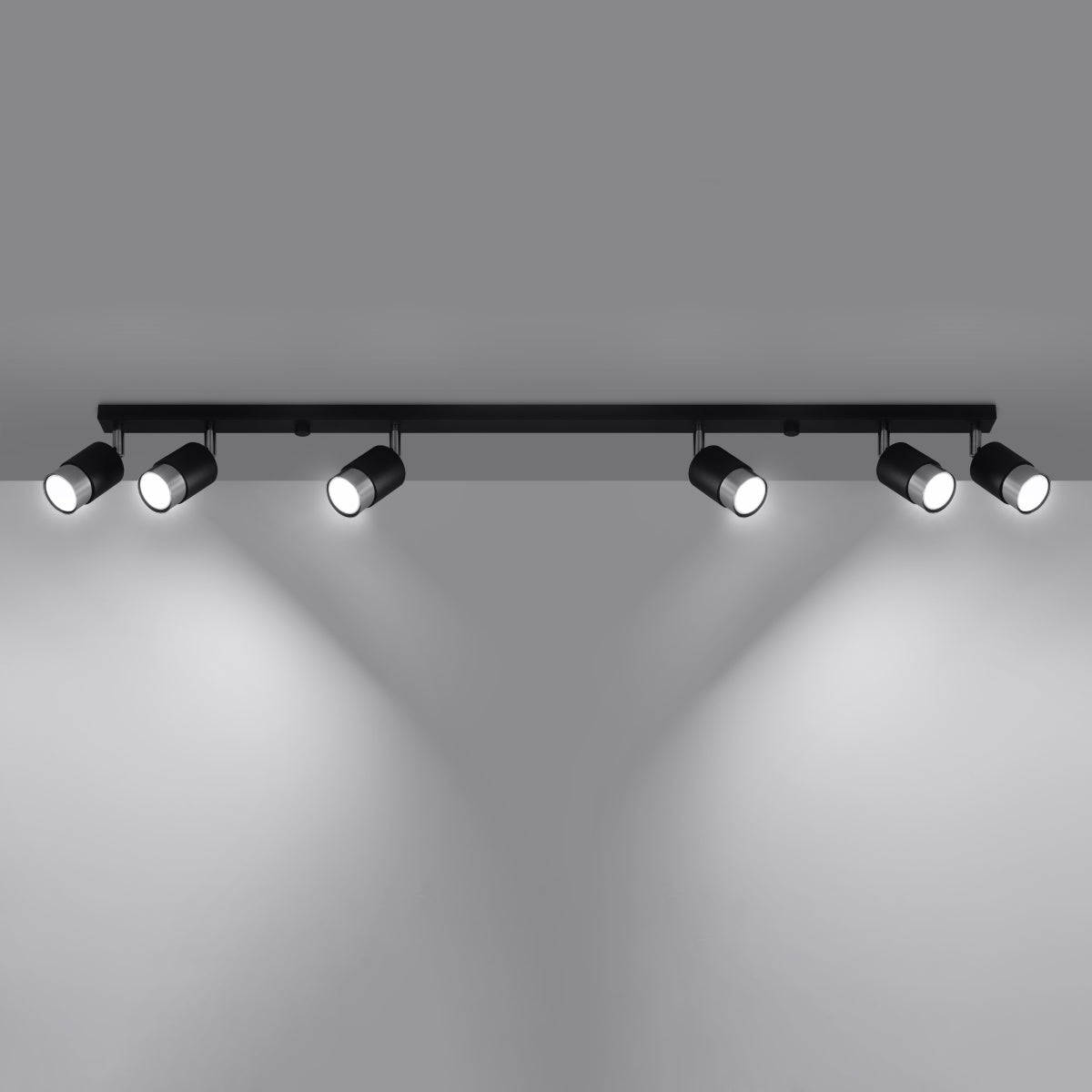 NERO Ceiling Lamp 6 Black/Chrome - Modern Loft Design - Adjustable Arms - Compatible with GU10 Bulbs - High-Quality Steel - Stylish and Functional