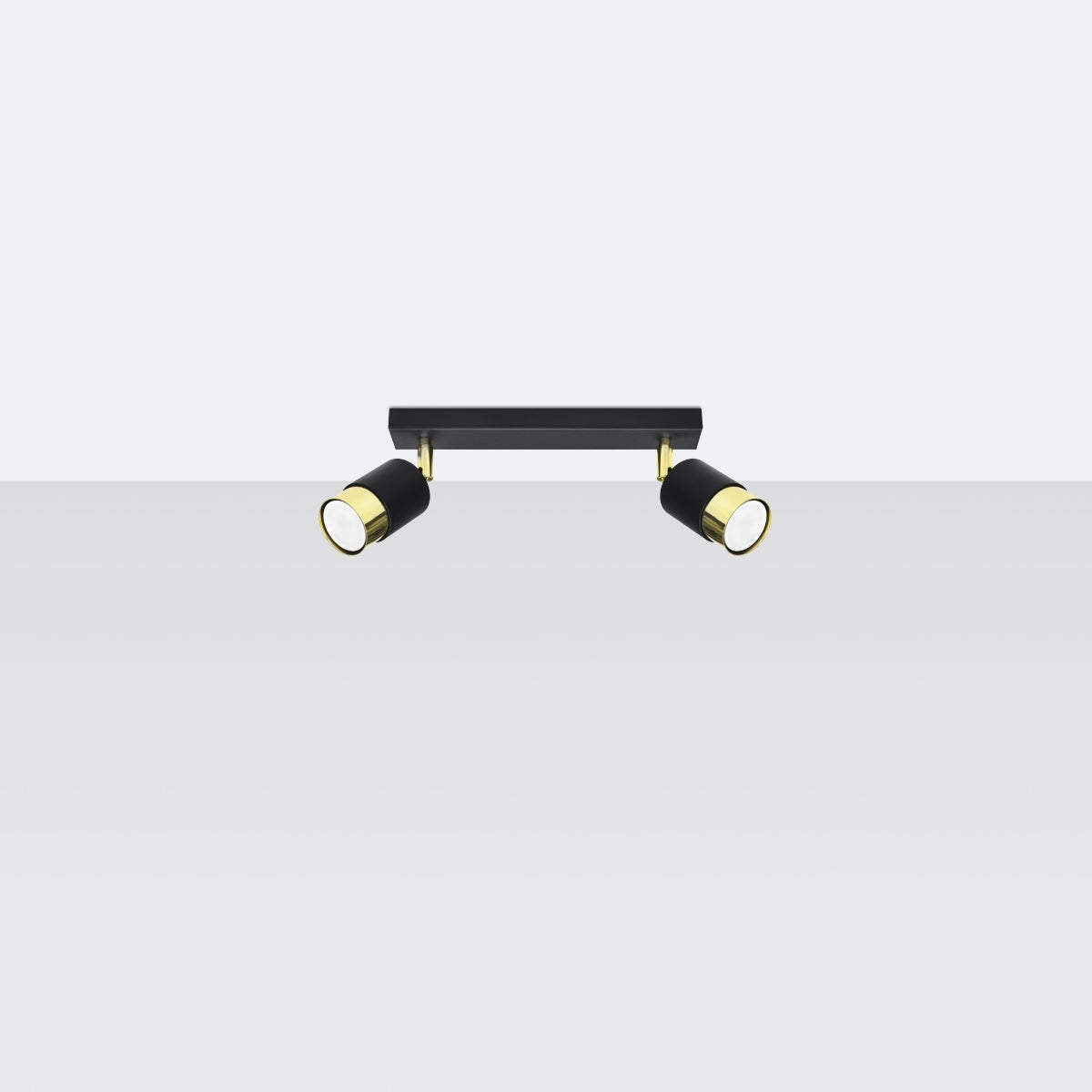 NERO Ceiling Lamp 2 Black/Golden - Modern Loft Design - Adjustable Arms - Compatible with GU10 Bulbs - High-Quality Steel - Stylish and Functional