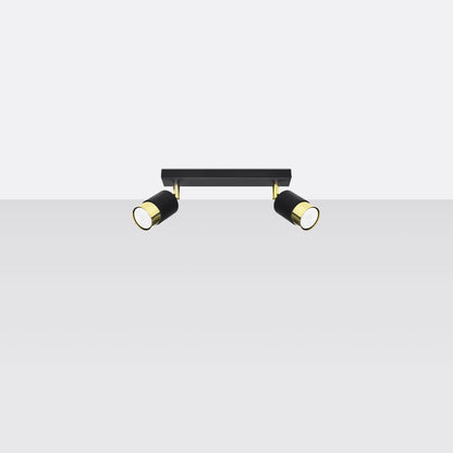 NERO Ceiling Lamp 2 Black/Golden - Modern Loft Design - Adjustable Arms - Compatible with GU10 Bulbs - High-Quality Steel - Stylish and Functional