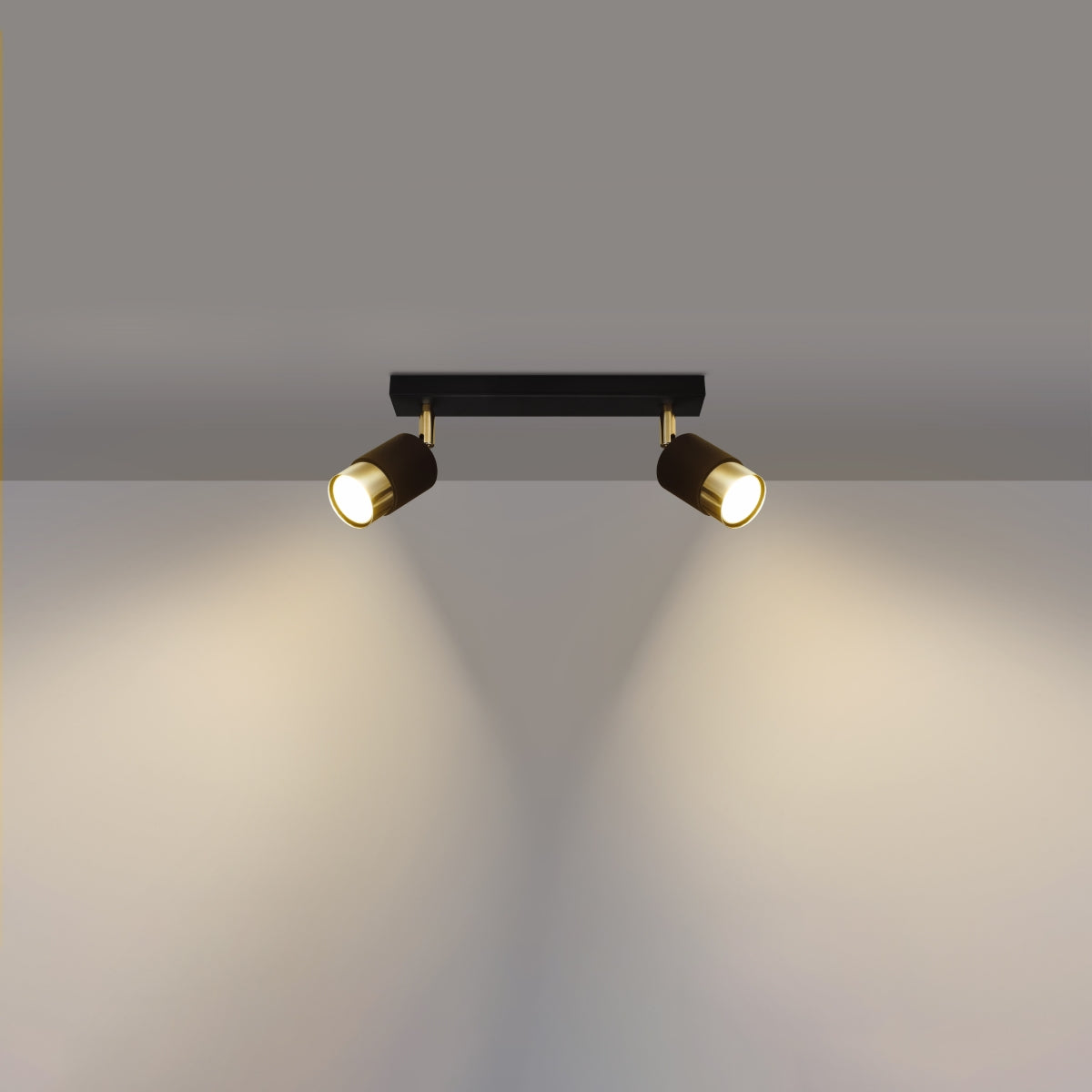 NERO Ceiling Lamp 2 Black/Golden - Modern Loft Design - Adjustable Arms - Compatible with GU10 Bulbs - High-Quality Steel - Stylish and Functional