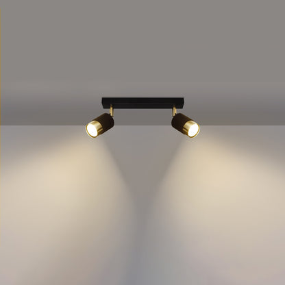 NERO Ceiling Lamp 2 Black/Golden - Modern Loft Design - Adjustable Arms - Compatible with GU10 Bulbs - High-Quality Steel - Stylish and Functional