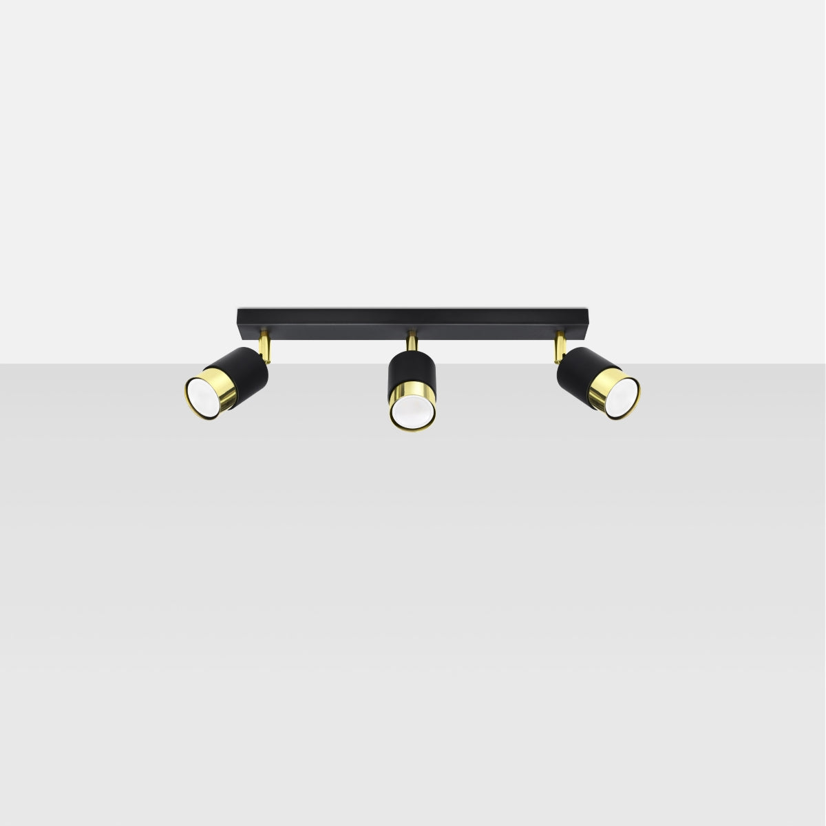 NERO Ceiling Lamp 3 Black/Golden - Modern Loft Design - Adjustable Arms - Compatible with GU10 Bulbs - High-Quality Steel - Stylish and Functional