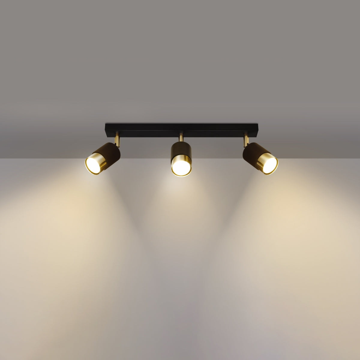 NERO Ceiling Lamp 3 Black/Golden - Modern Loft Design - Adjustable Arms - Compatible with GU10 Bulbs - High-Quality Steel - Stylish and Functional