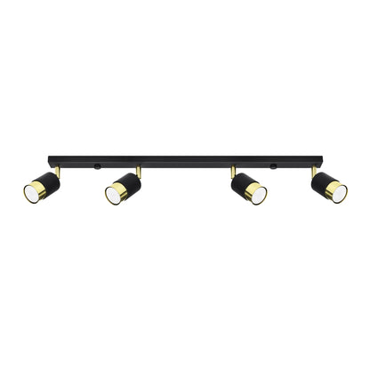 NERO Ceiling Lamp 4 Black/Golden - Modern Loft Design - Adjustable Arms - Compatible with GU10 Bulbs - High-Quality Steel - Stylish and Functional