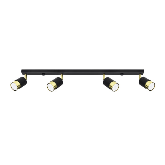 NERO Ceiling Lamp 4 Black/Golden - Modern Loft Design - Adjustable Arms - Compatible with GU10 Bulbs - High-Quality Steel - Stylish and Functional