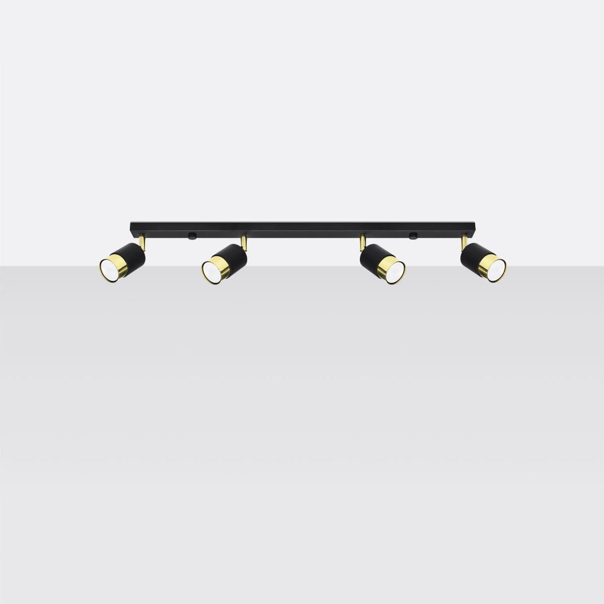 NERO Ceiling Lamp 4 Black/Golden - Modern Loft Design - Adjustable Arms - Compatible with GU10 Bulbs - High-Quality Steel - Stylish and Functional