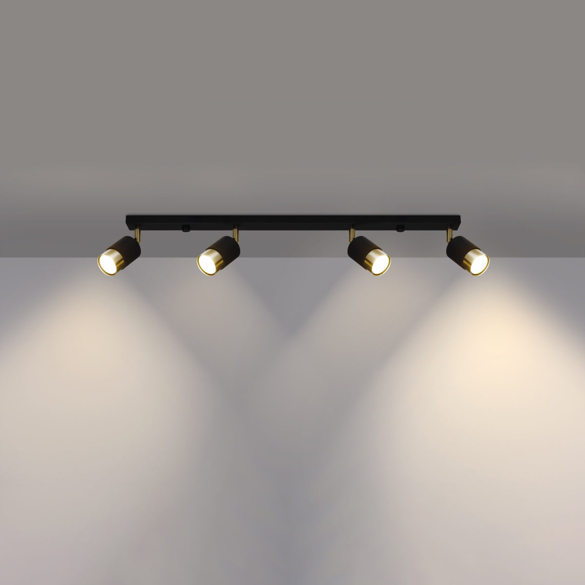 NERO Ceiling Lamp 4 Black/Golden - Modern Loft Design - Adjustable Arms - Compatible with GU10 Bulbs - High-Quality Steel - Stylish and Functional