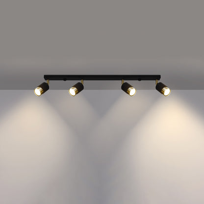 NERO Ceiling Lamp 4 Black/Golden - Modern Loft Design - Adjustable Arms - Compatible with GU10 Bulbs - High-Quality Steel - Stylish and Functional